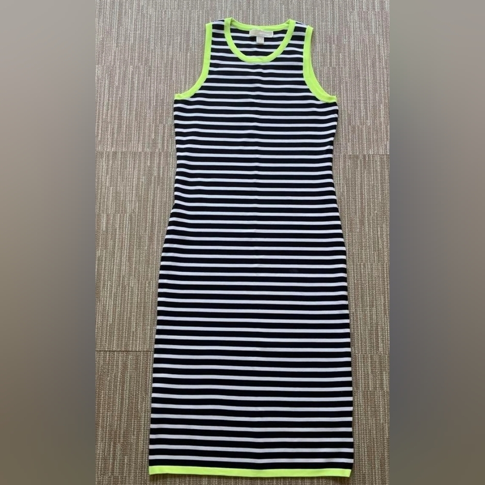 Michael Kors Striped Black White Sleeveless Sheath Dress Size XL NWOT